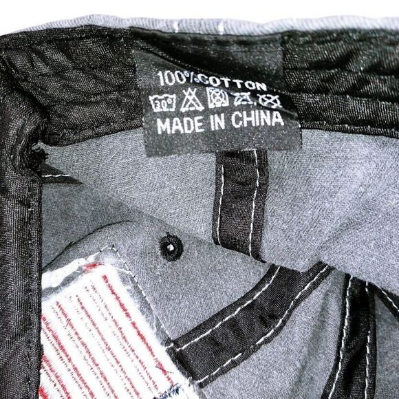 American Flag Cap Gray Distressed Hat Ball Cap Adjustable Back 100% cotton - Picture 3 of 3